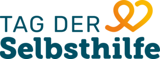 Logo Tag der Selbsthilfe mit zwei gelben stilisierten Herzen